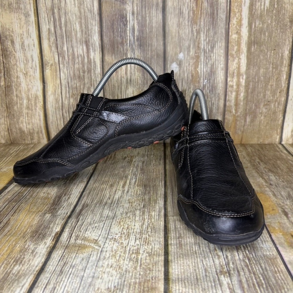 Taos Path Black Leather Outdoor Gorpcore Comfort Slip On Loafers Womens Sz 8